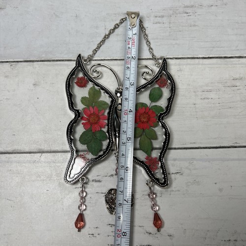 New Butterfly Sun Catcher Stain Glass for Window Pressed Flowers “Forever Love” - Picture 4 of 10
