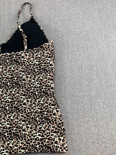 RELLECIGA Strappy Front Tankini Swimsuit Top Womens XXL Black Animal Print Silky - Picture 8 of 14
