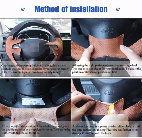 PULeather Matte Carbon Fiber Steering Wheel Stitch Wrap Cover For Chevrolet Aveo - Foto 3 di 4