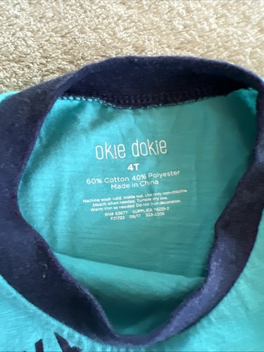 Okie Dokie Boys Blue Peace Fingers Future Awesome Short Sleeve Shirt 4T - Picture 6 of 6