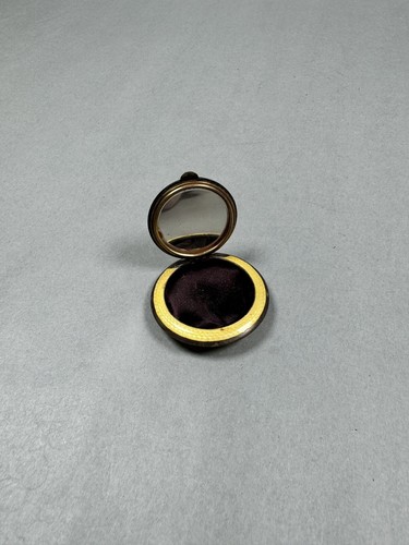 Antique French Or Austrian Guilloche Enamel & Silver Mini Compact Mirror - Picture 7 of 12