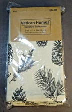 Vatican Homes Napkins Black Pinecone design set of 4 100% cotton 18" x 18" India