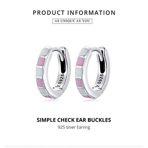 Voroco Fashion 925 Sterling Silver Simple Check Ear Buckles Earrings Gift Party - Picture 2 of 12
