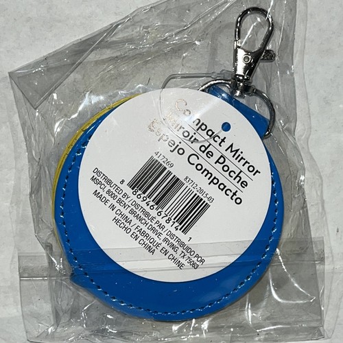 Blue Compact Mirror With Lobster Clasp 3” SMILE New - Picture 2 of 5
