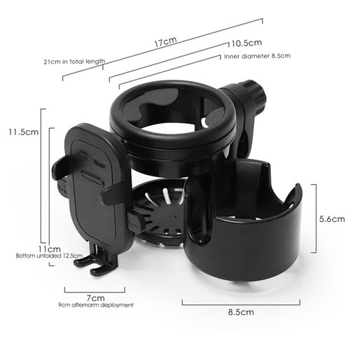 Universal Cup Bottle Phone Holder For Wheelchair Stroller Walker Bike Scooter - Picture 10 of 12