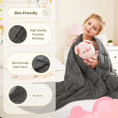 Cuteking Weighted Blanket (7Lbs, 40"X 60", Twin Size, Grey) Heavy Blanket for 60 - Bild 5 von 12
