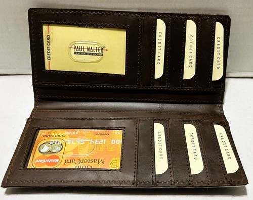 Echtleder Haar-auf Scheckbuch Hülle Organizer Lange Geldbörse Männer Frauen Neu - Bild 4 von 6