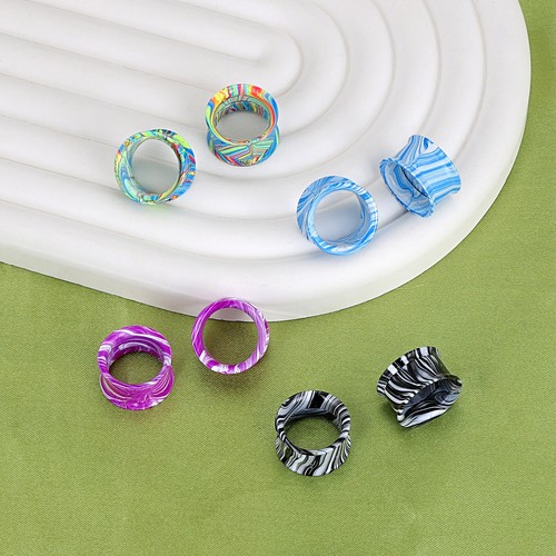Pair Colorful Stainless Steel Screw Fit Flesh Tunnels Ear Gauge Ear Plug Earlets - Picture 4 of 13