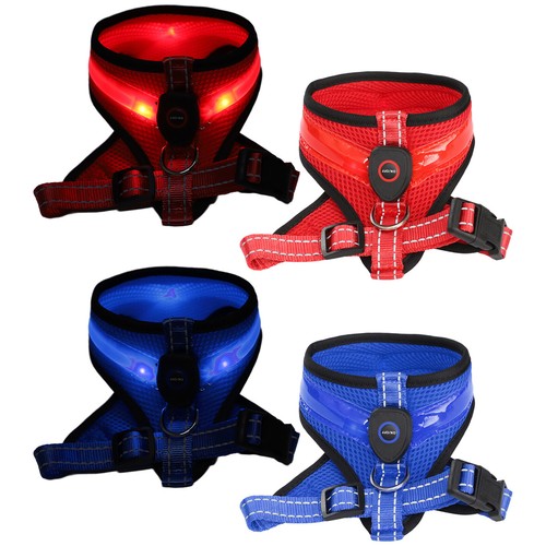 Leucht Hundegeschirr Weste verstellbar wiederaufladbar Geschirre mit USB Kabel - Bild 1 von 14