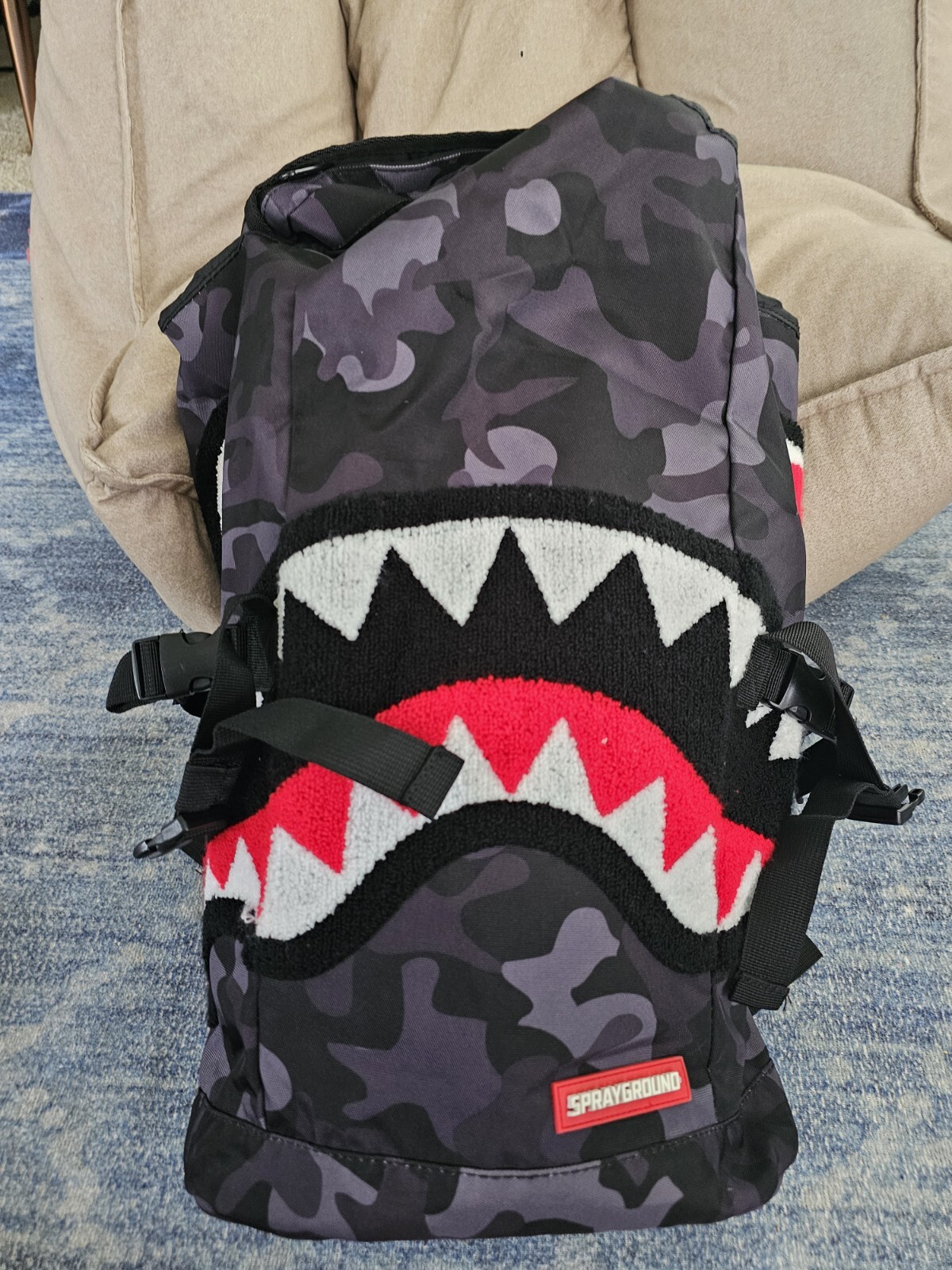 Spray Ground Backpack Black Army Pattern Shark - image 1