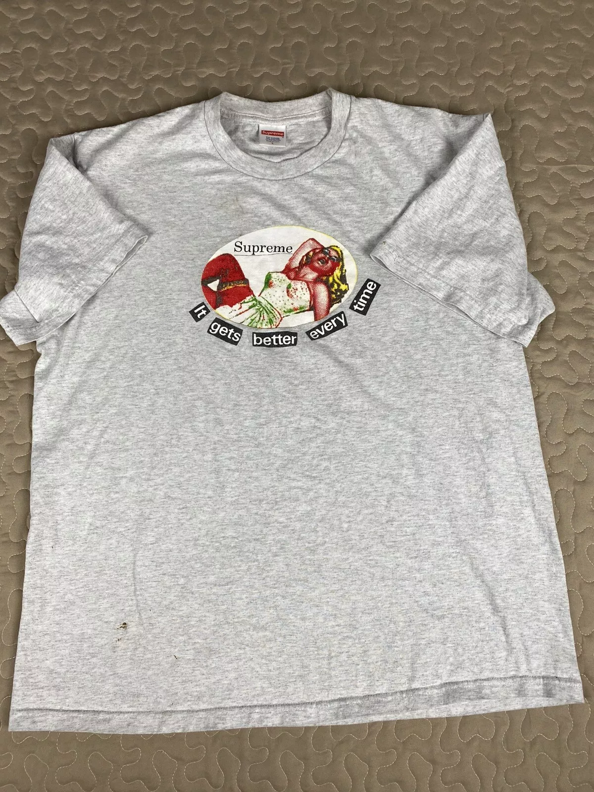 T shirt homme Supreme It Gets Better Every Time gris clair gris taille L