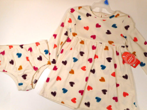 Baby Girls Dress & Panty Set Hearts Dresses 2pcs 0/3, 3/6, 6/9mo,12, 18mo, 24mos - Picture 2 of 4