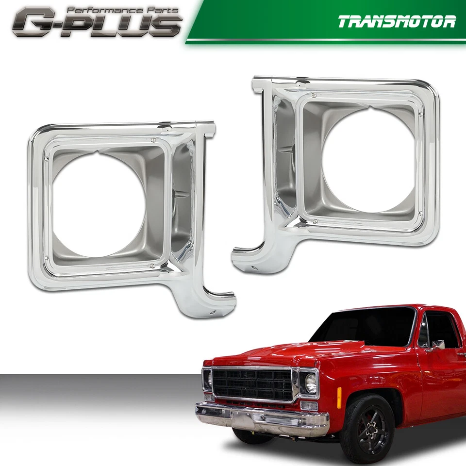 Ajuste para camioneta Chevy GMC C/K 1973-1978 bisel plateado de borde de faros Foto 3 de 4
