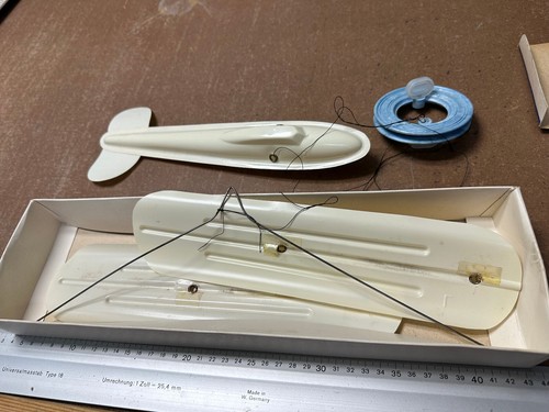 DDR Polen Spielzeug Flugzeug Plastik "WIROPLAT" Segelflugzeug OVP - Bild 3 von 6