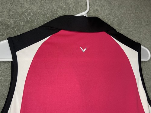 Callaway Golf Womens Tank Top Size L Pink White Colorblock Snap Sleeveless - Picture 12 of 16