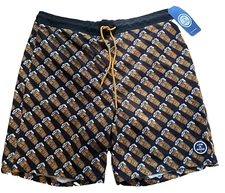 NWT Life is Good Men's Board Shorts Swim Trunks Peace Love Hoppiness Beer XL