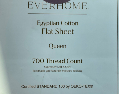 EVERHOME~700 TC~100% cotone egiziano~QUEEN~1 lenzuolo piatto~”BIANCO BRILLANTE~ULTIMO 1~NUOVO CON ETICHETTE - Foto 2 di 5