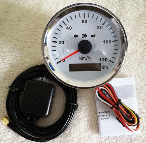 85mm GPS 120km/h speedometer with singal light odometer for car truck boat white - Picture 1 of 9