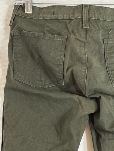 Rag & Bone Jean Sz 30 Dark Olive Green Skinny Pants Black Leather Piping Accents - Picture 16 of 21