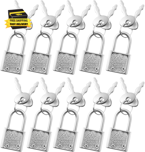10 PCS Suitcase Locks with Keys, Luggage Locks Silver Padlock with Key Metal Pad