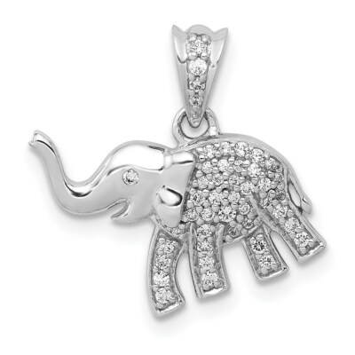 14K White Gold Diamond Elephant Pendant 