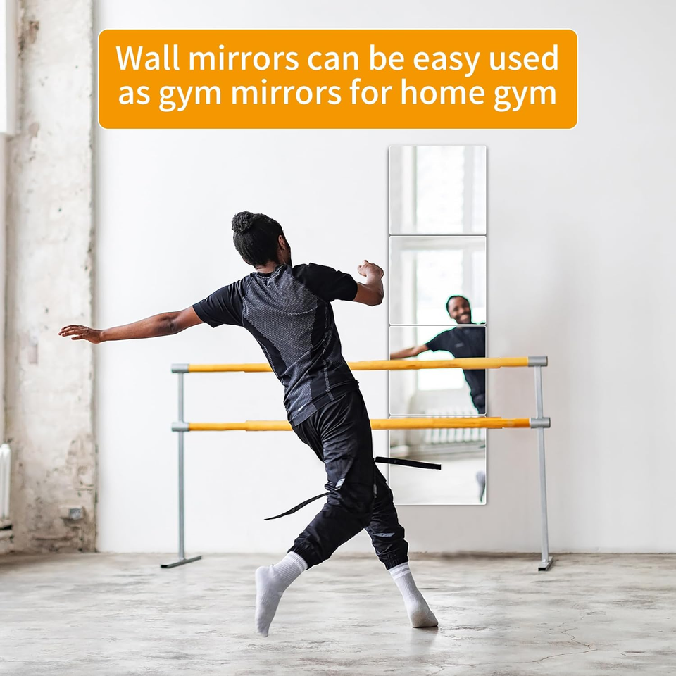 Unbreakable Wall Mirror Full Length Mirror Tiles,Long Mirrors for Wall