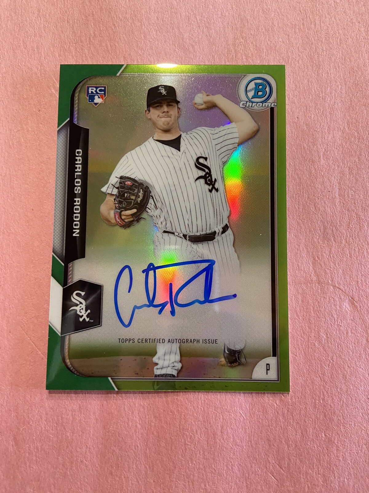 Carlos Rodon 2015 Bowman Chrome Green Refractor Rookie RC Auto Autograph 48/99