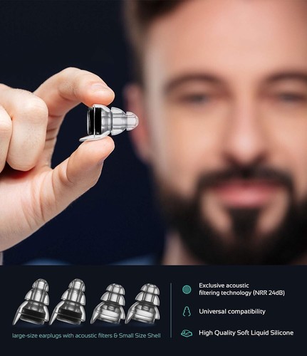 High Fidelity Concert Earplugs - Reusable Musicians Ear Protection, 24dB - Picture 6 of 9