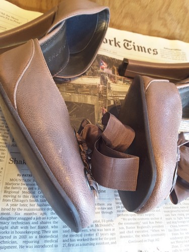 STELLA MCCARTNEY MARY JANE STYLE 7.5 Square 4" PUMP 37 1/2 EU MOCHA BROWN VEGGY - Picture 8 of 12