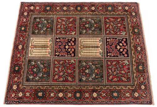 Moud 78x68 CM Tissé à la Main Perserteppich-Fine, Orient, Tapis, Tapis ,Rouge - Picture 4 of 8