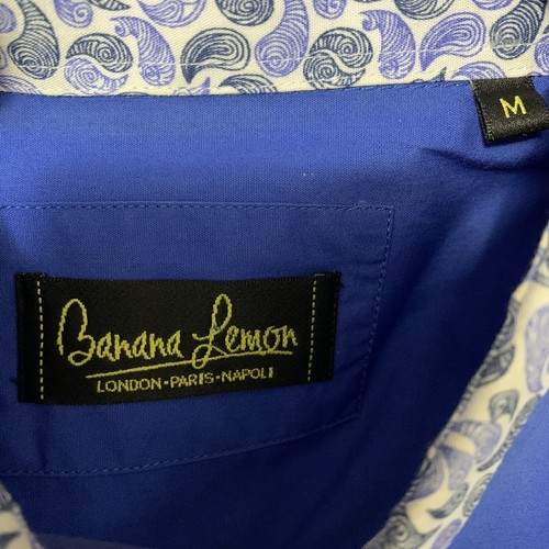 Banana Lemon Button Up Shirt Mens Size M Long Sleeve Casual Blue Cotton - Picture 13 of 13