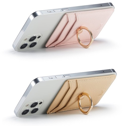 2 Pack Cell Phone Stick On Wallet Card Holder w/ Finger Ring for iPhone Android - Picture 5 of 6