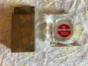 Vintage-Ashtray-THE-WESTERNER-CLUB-Downtown-Las-Vegas-w-cigarette-case