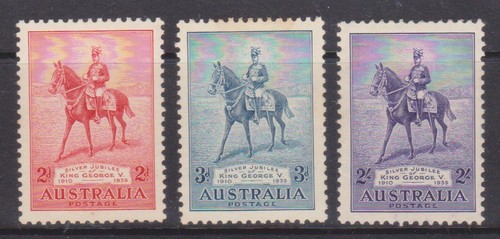 (F298-29) 1935 AU set of 3stamps 2d, 3d & 2/- KGV Silver Jubilee M/H (AD