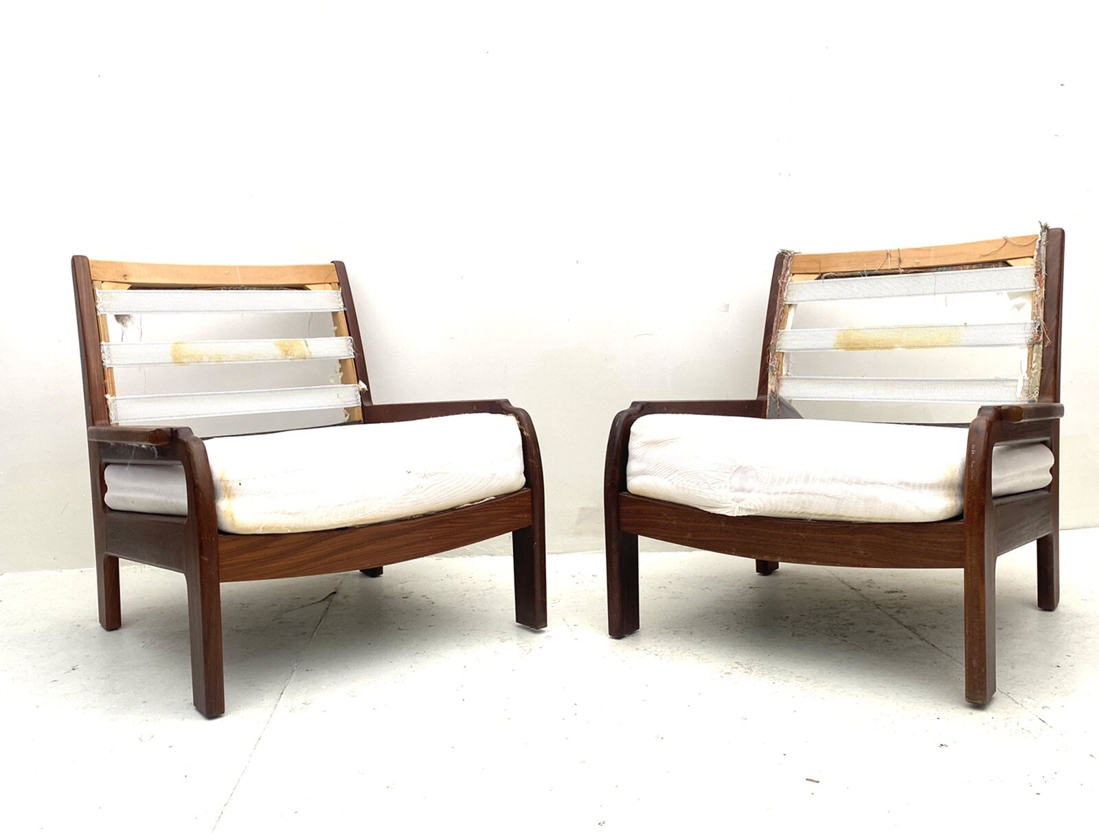 Pair of Vintage Retro Mid Century Armchairs Danish Era Modernist Teak