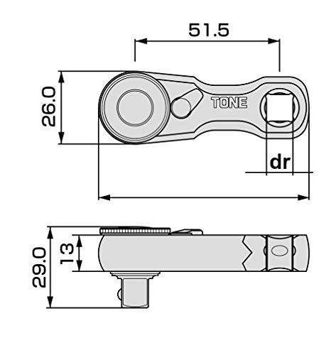 TONE stubby ratchet handle (hole type) RH3HSS3 Drive 9.5mm(3/8) from Japan - Picture 3 of 7