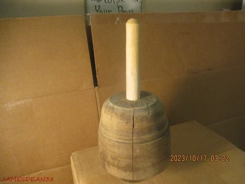 VTG Primitive HAND CARVED WOOD Star Starburst Round Butter Mold Press - Picture 2 of 5