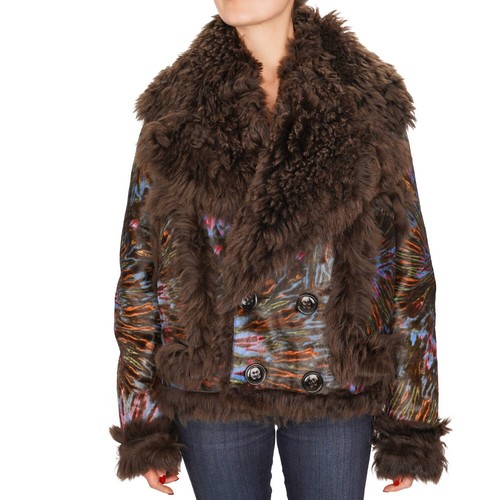 DSQUARED RUNWAY Oversize Lamb Fur Parka Jacket Coat Brown 38 US 2 XS S 12349 - Picture 1 of 4
