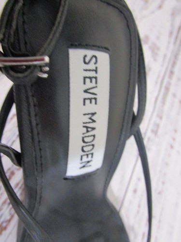 Steve Madden Annie Black Strappy Sandals Heels Stilettos Womens Size 5 New - Foto 5 di 17