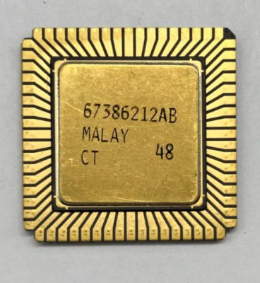 INTEL R80286-10 Vintage Rare CPU Gold - 10 MHz -16 bit - Sockel CLCC68 #R1497