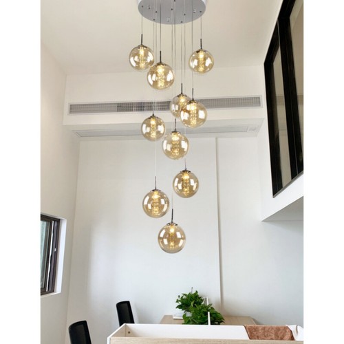 Home Stair Lamp Shop Pendant Light Glass Chandelier Lighting Hotel Ceiling Light - Picture 12 of 14