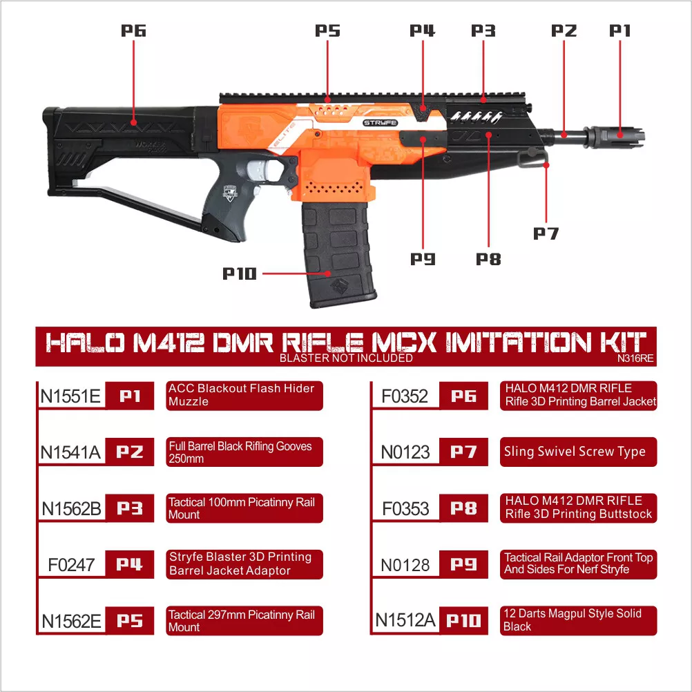 AK-47 Mod Kit for Nerf Stryfe, AK-47 Model Modification Toy for Outdoor  Play