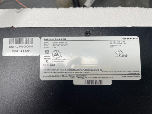Sentry Switched PDU Cabinet Distribution Unit CW-16H1B454 Power Supply - Afbeelding 5 van 6