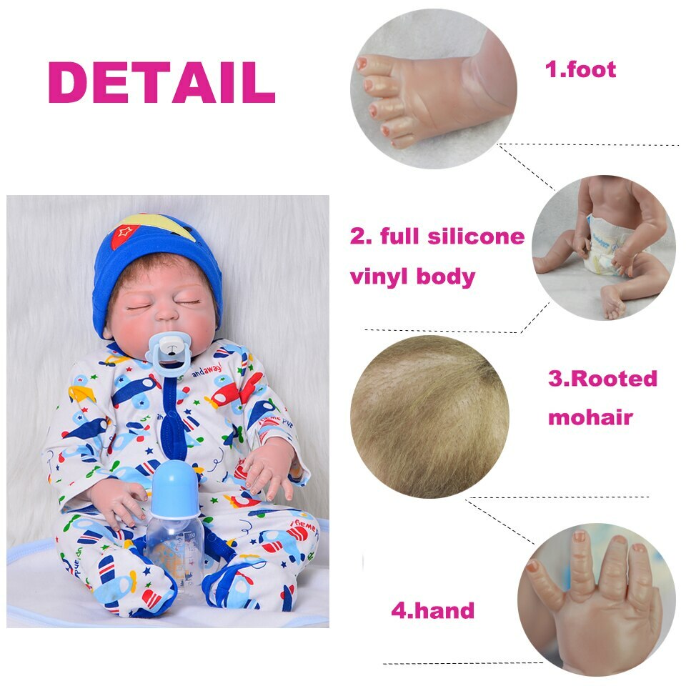 Reborn Baby Doll FULL Body Silicone Dolls 55cm Toy 22'' Toddler Realistic Xmas Wybuchowe kupowanie wysyłkowe