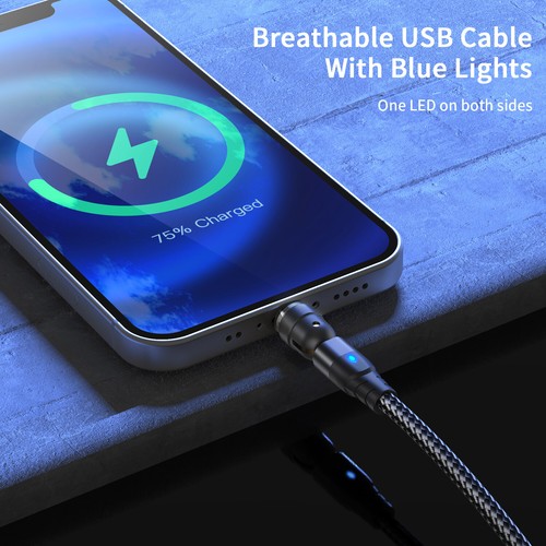 3 in 1 Magnetic Fast Charging USB C Cable 3A PD 60W Type-C Micro USB IOS - Picture 11 of 21