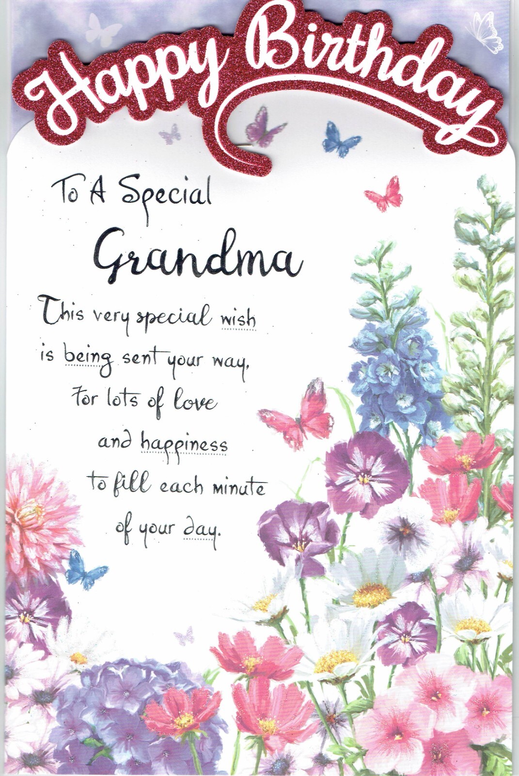 SPECIAL GRANDMA EX-LARGE BIRTHDAY CARD 8 PAGE INSERT With LOVELY WORDS Floral