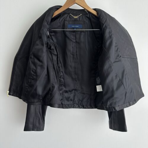 Cole Haan Leather Jacket Womens Small Genuine Lamb Soft Biker Moto Racer Quilted - Picture 4 of 11