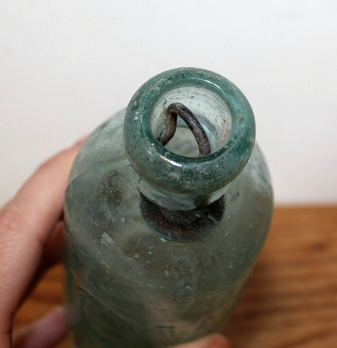 Antigua botella de refresco Geo Weller 1800 Blob Top Hutchinson, Schenectady NY, Aqua - Imagen 3 de 5