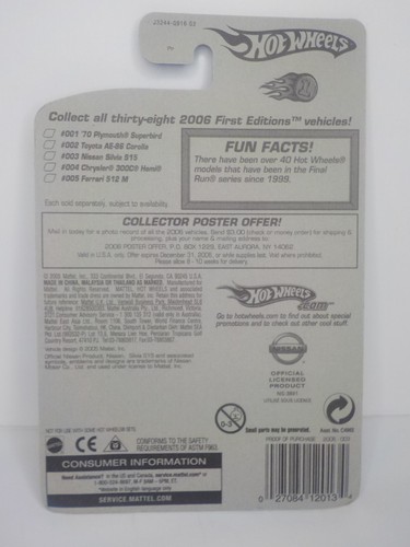 2006 Hot Wheels 1:64 Faster Than Ever 03/38 Nissan Silvia S15 - Picture 5 of 5