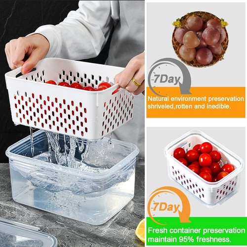 5 Pack Large Fruit Storage Containers for Fridge with vent holes and handle - Picture 6 of 6
